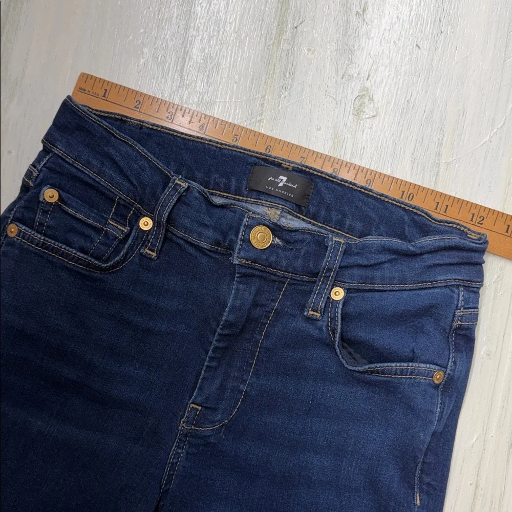 7 For All Mankind Tailorless Slim Illusion Dojo in Indigo Wide Leg Jeans Sz 25 - Picture 7 of 16